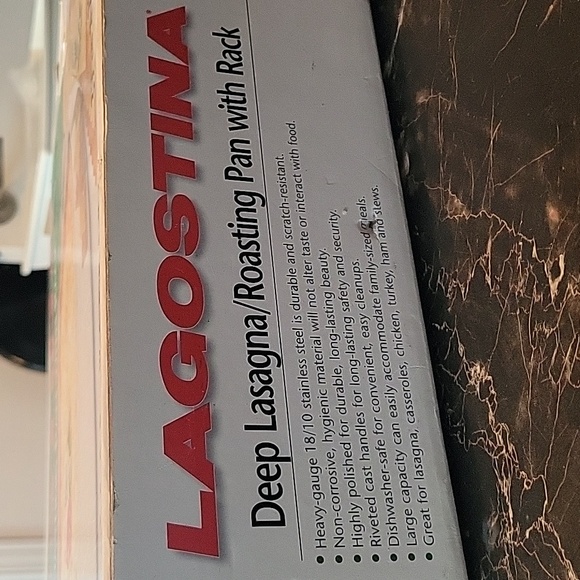 lagostina deep lasagna roasting pan with rack 39cmx28cmx10cm - Picture 5 of 13
